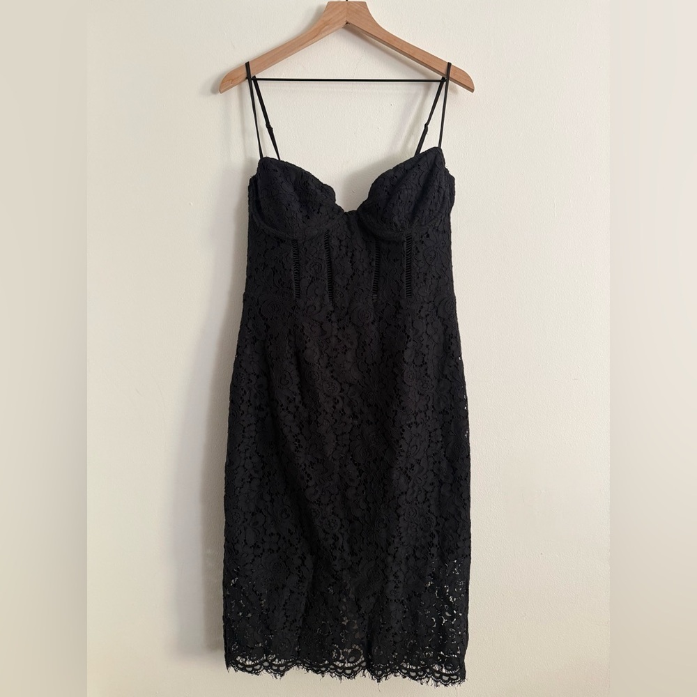 NWT Bardot Women’s Brielle Black Strapless Overlay Sweetheart Lace Dress XL - Picture 3 of 9